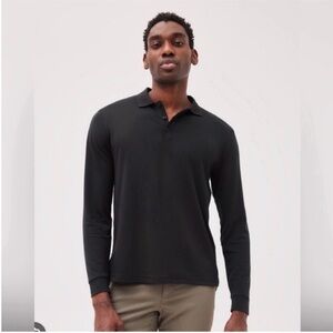 outdoor voices birdie long sleeve polo black lightweight breathable NWT